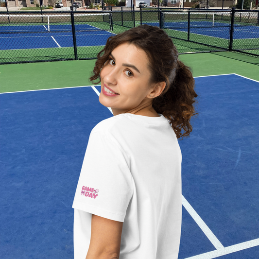 Pink Bows & Pickleballs Performance V-Neck Tee
