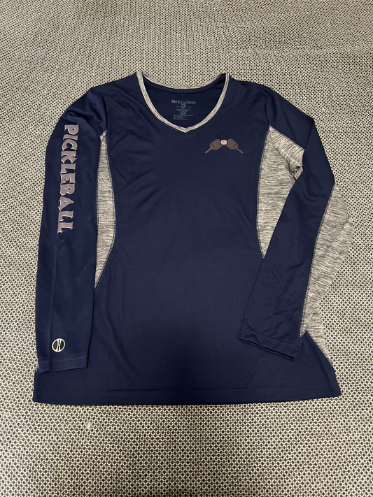 Women’s Long Sleeve Performance Pickleball Shirt – Red, & Navy | Moisture-Wicking Activewear Top