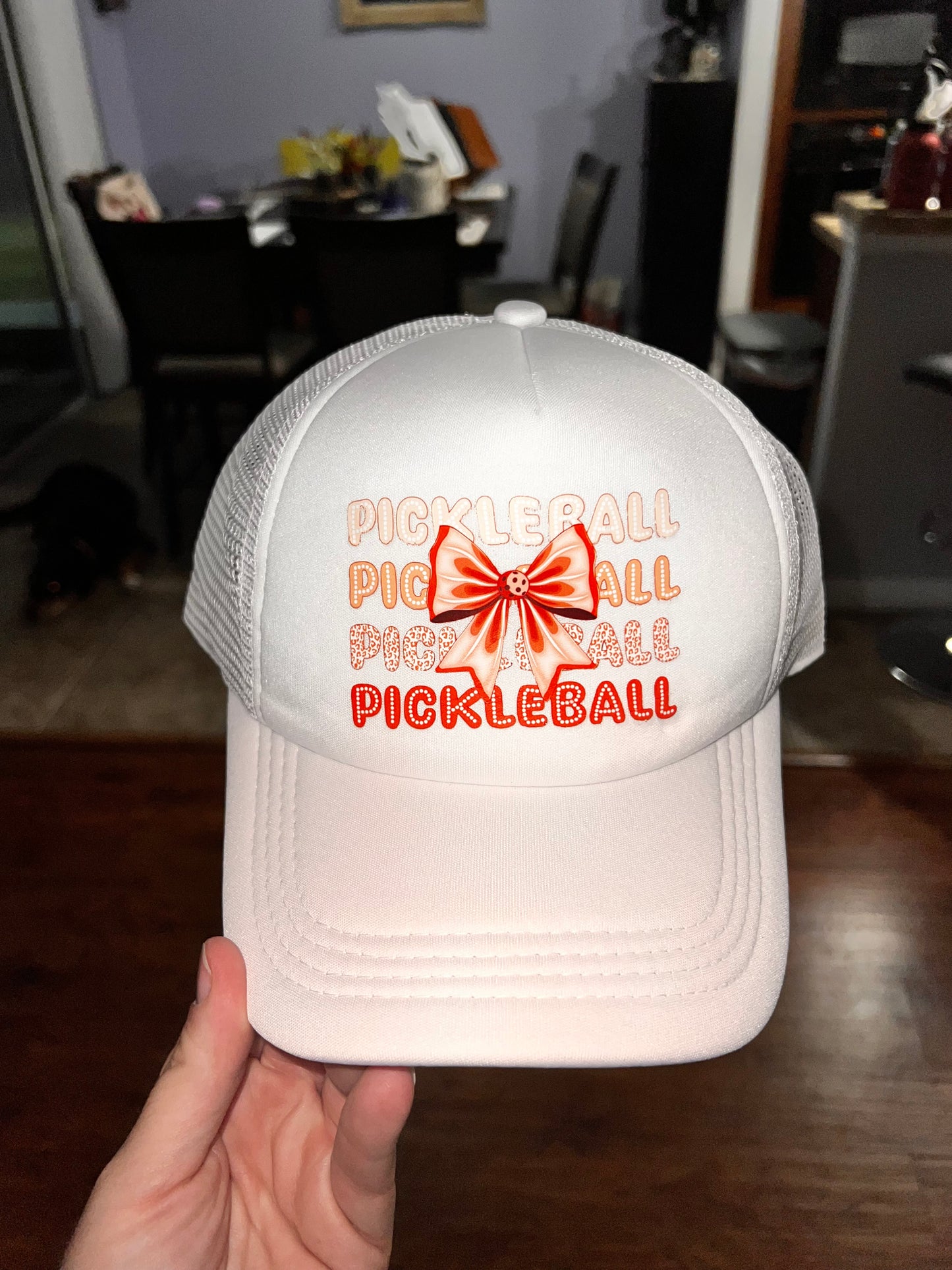 Pickleball Orange Bow Trucker Hat