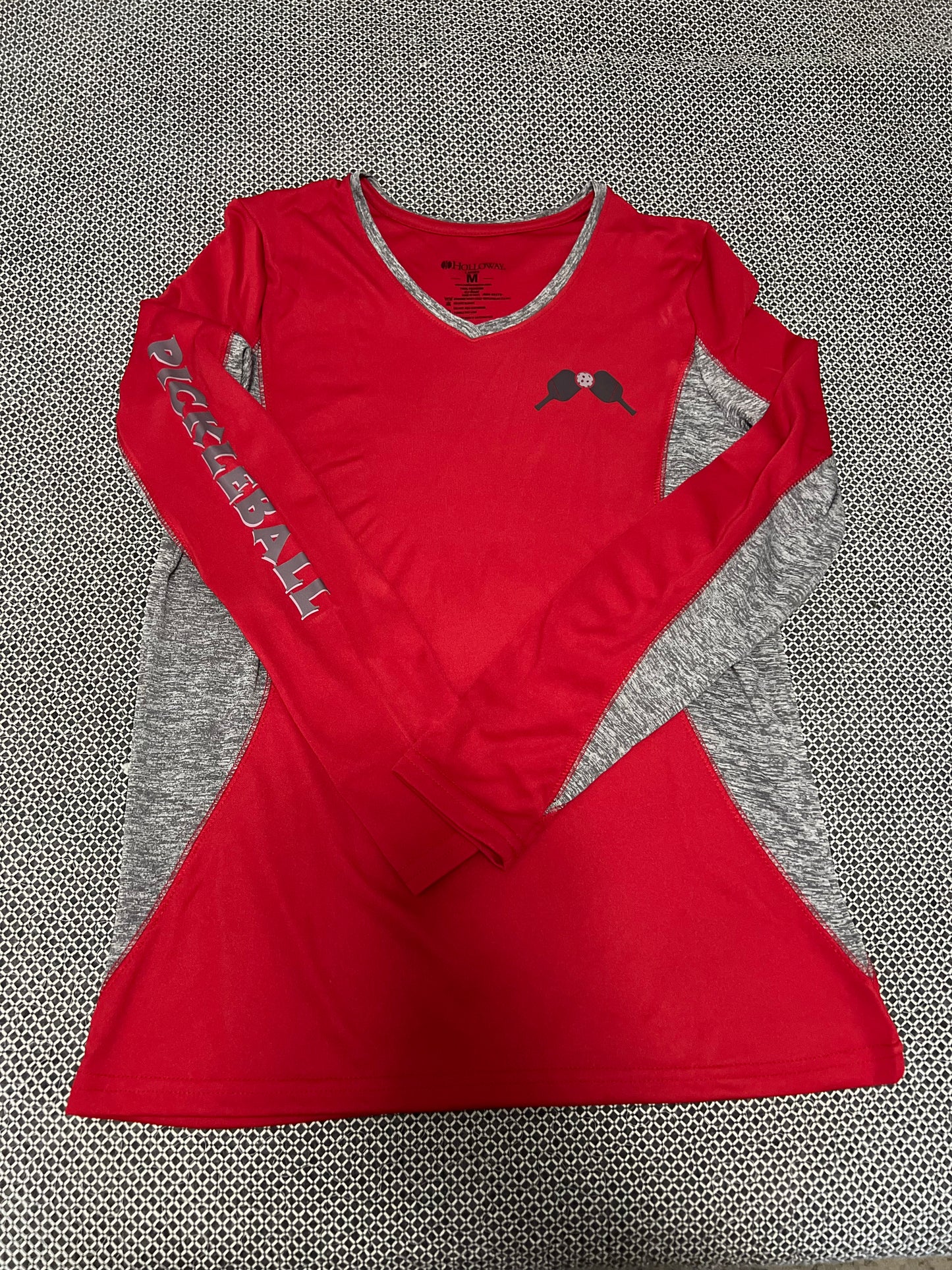 Women’s Long Sleeve Performance Pickleball Shirt – Lime, Red, & Navy | Moisture-Wicking Activewear Top