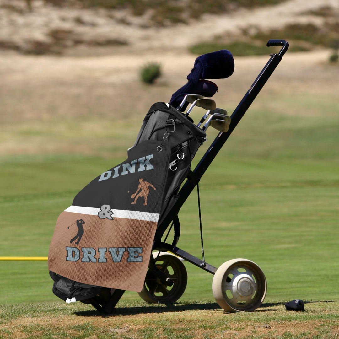 I Dink & Drive - Men's Golf Towel (Black & Brown)
