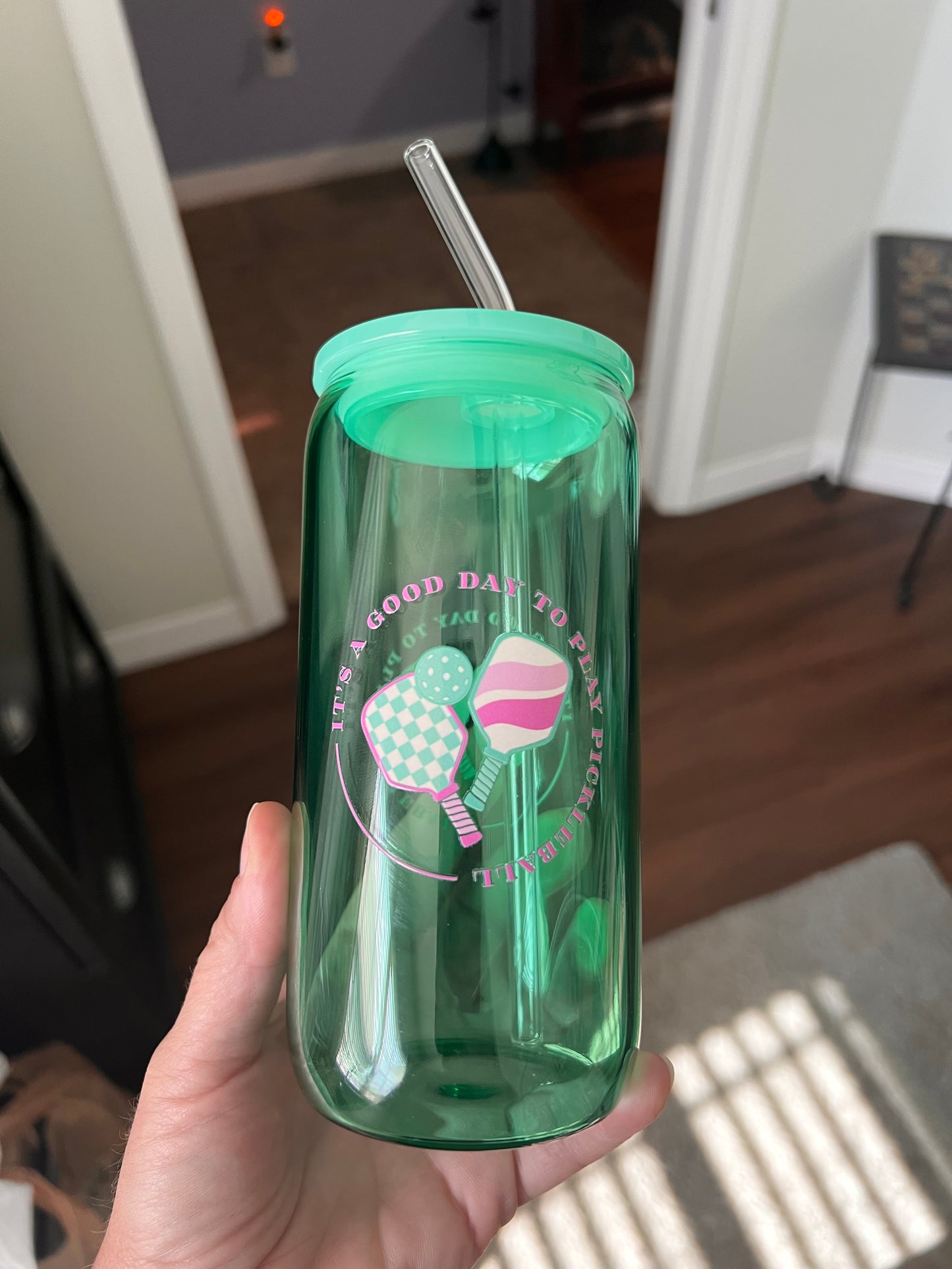 Happy Hour - Glass Can Cup w/Bamboo Lid & Straw