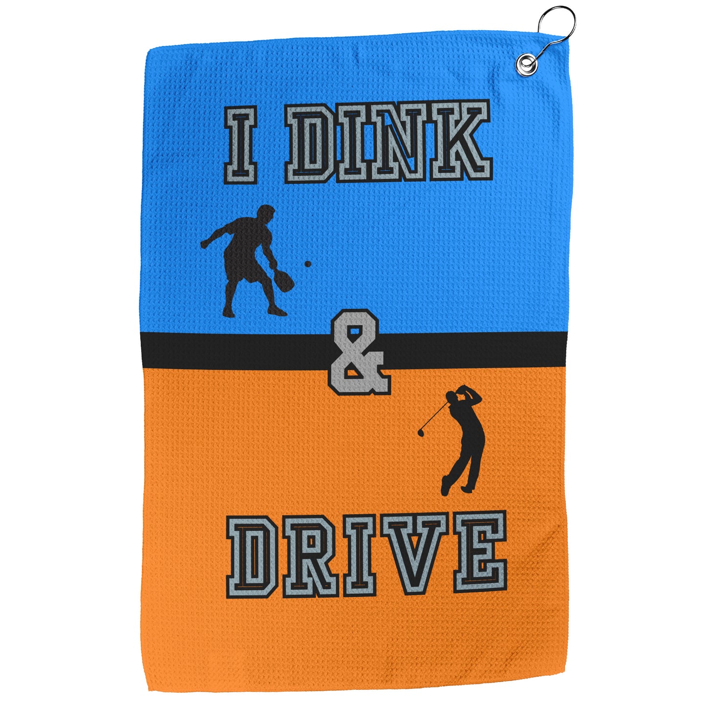 I Dink & Drive - Men's Golf Towel (Blue & Orange)