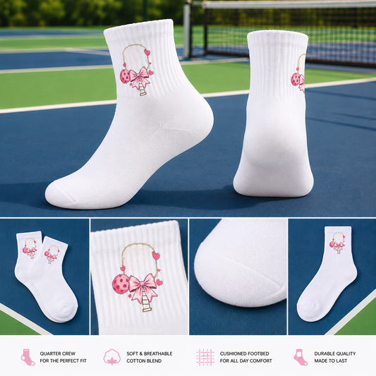Pink Paddle & Bow Socks