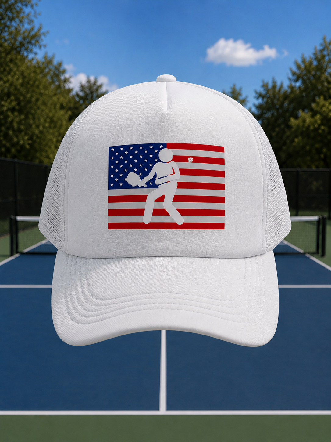 American Flag Pickleball Trucker Hat | Lightweight Mesh Snapback