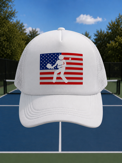 American Flag Pickleball Trucker Hat | Lightweight Mesh Snapback