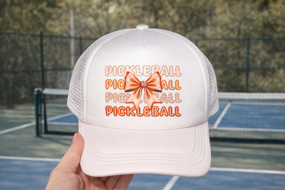 Pickleball Orange Bow Trucker Hat