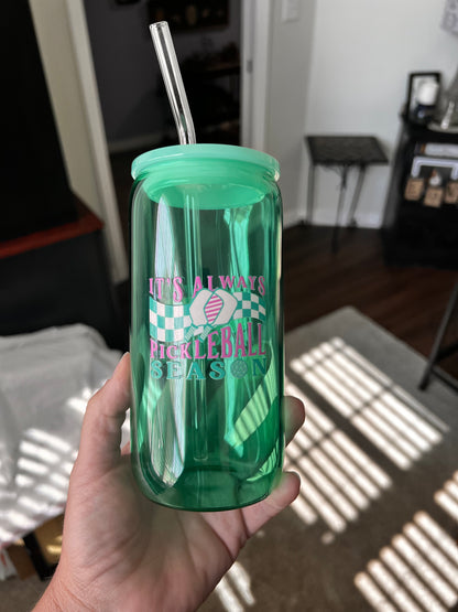 Happy Hour - Glass Can Cup w/Bamboo Lid & Straw