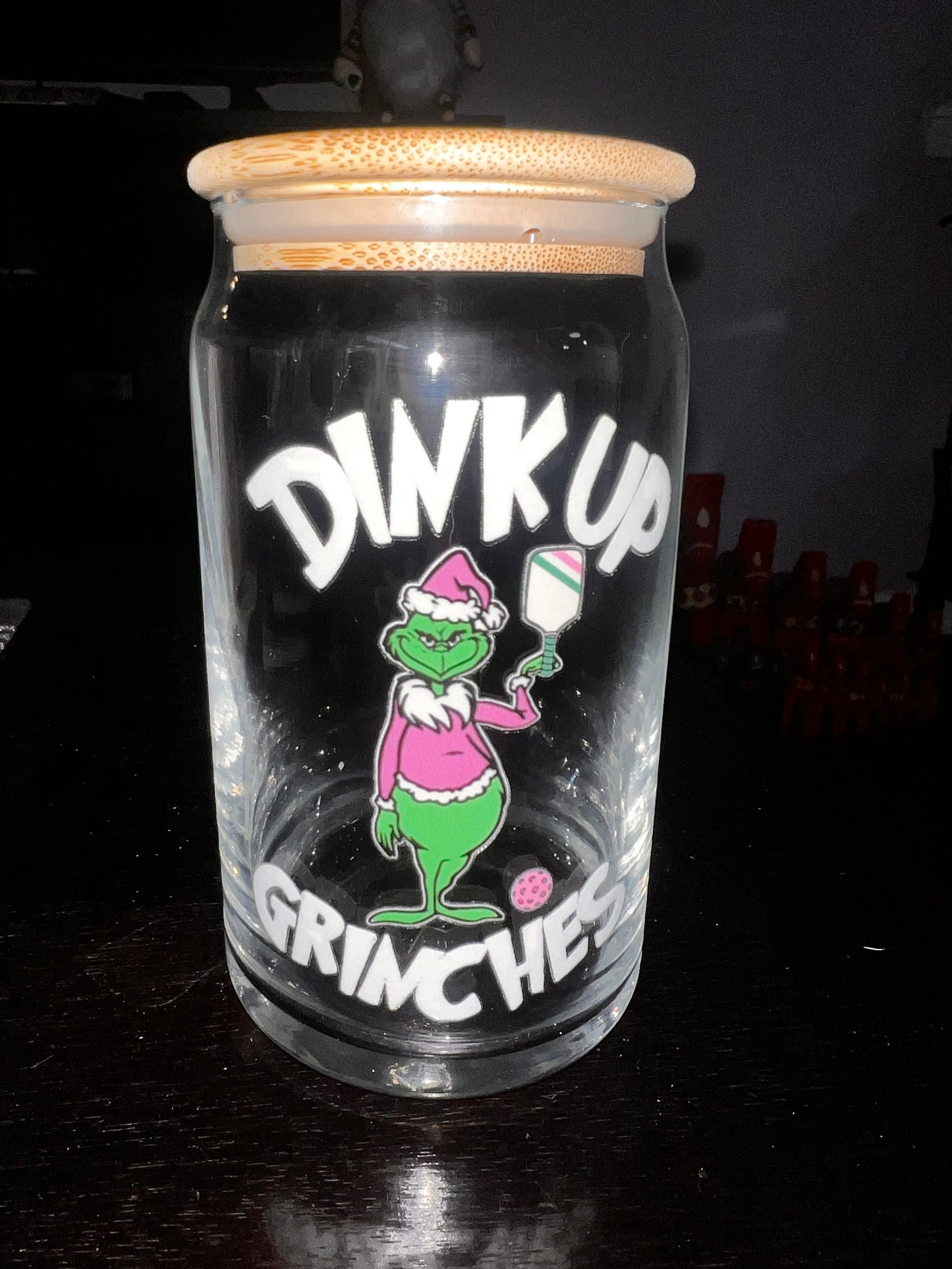 “Dink Up, Grinches!” Holiday Glass Can