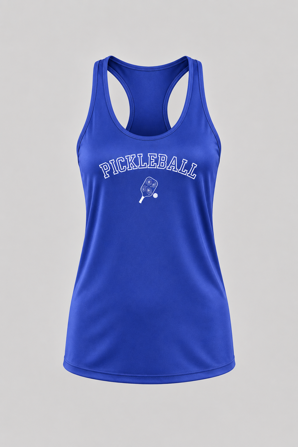 Women’s Pickleball Floral Racerback Performance Tank – Royal Blue Moisture Wicking Athletic Top