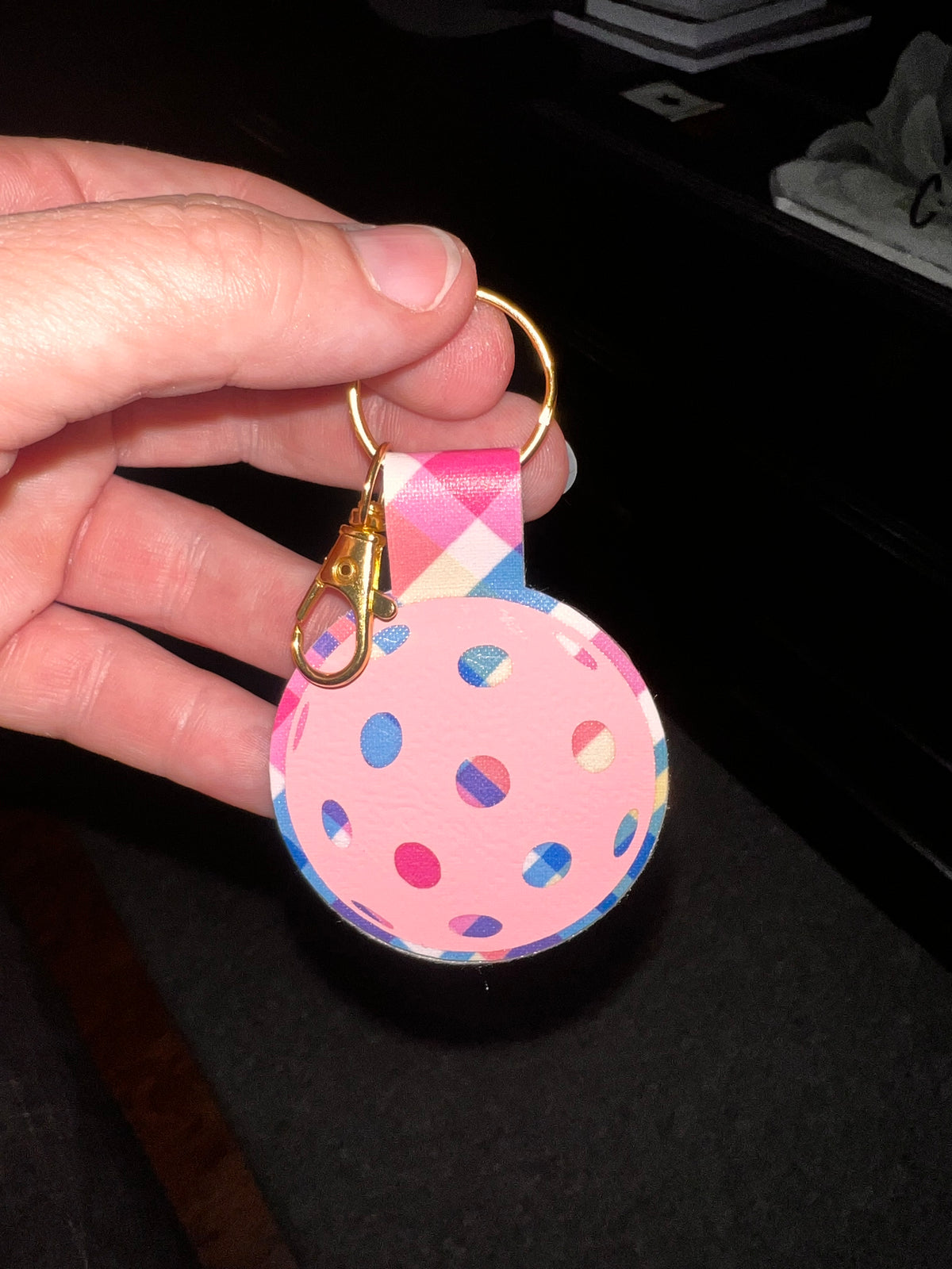 Pickleball BALL Keychain – Faux Leather Pickleball Bag Charm (Copy)