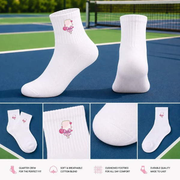Pink Paddle & Bow Socks