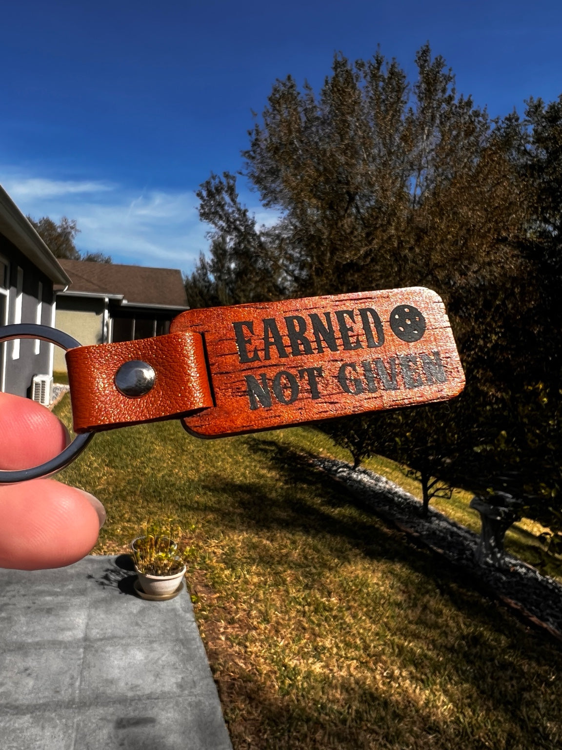 Earned Not Given Wood Pickleball Keychain – Wooden Pickleball Gift for Players, Motivational Pickleball Keychain