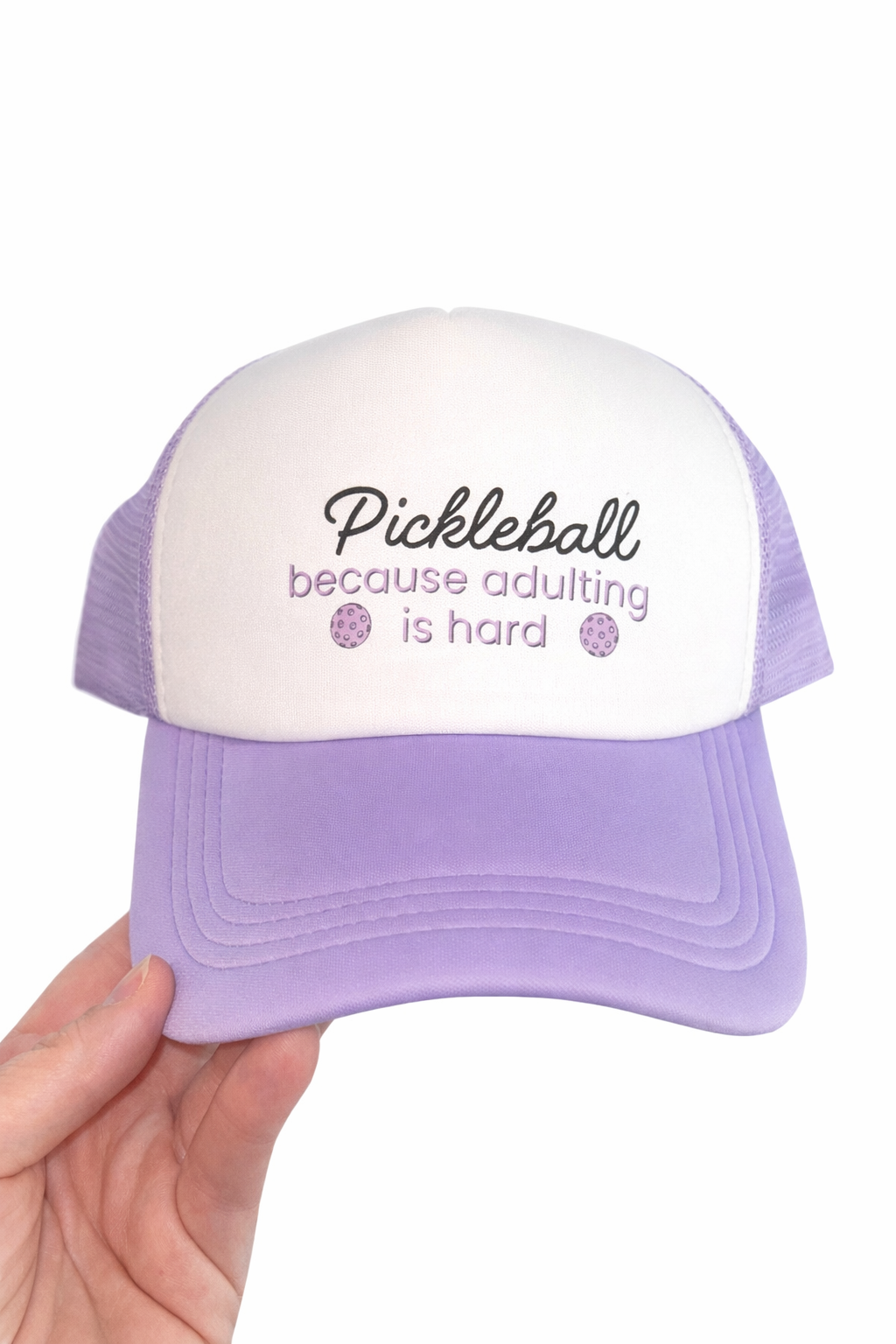 Pickleball “Because Adulting is Hard” Trucker Hat – Funny Pickleball Hat for Women