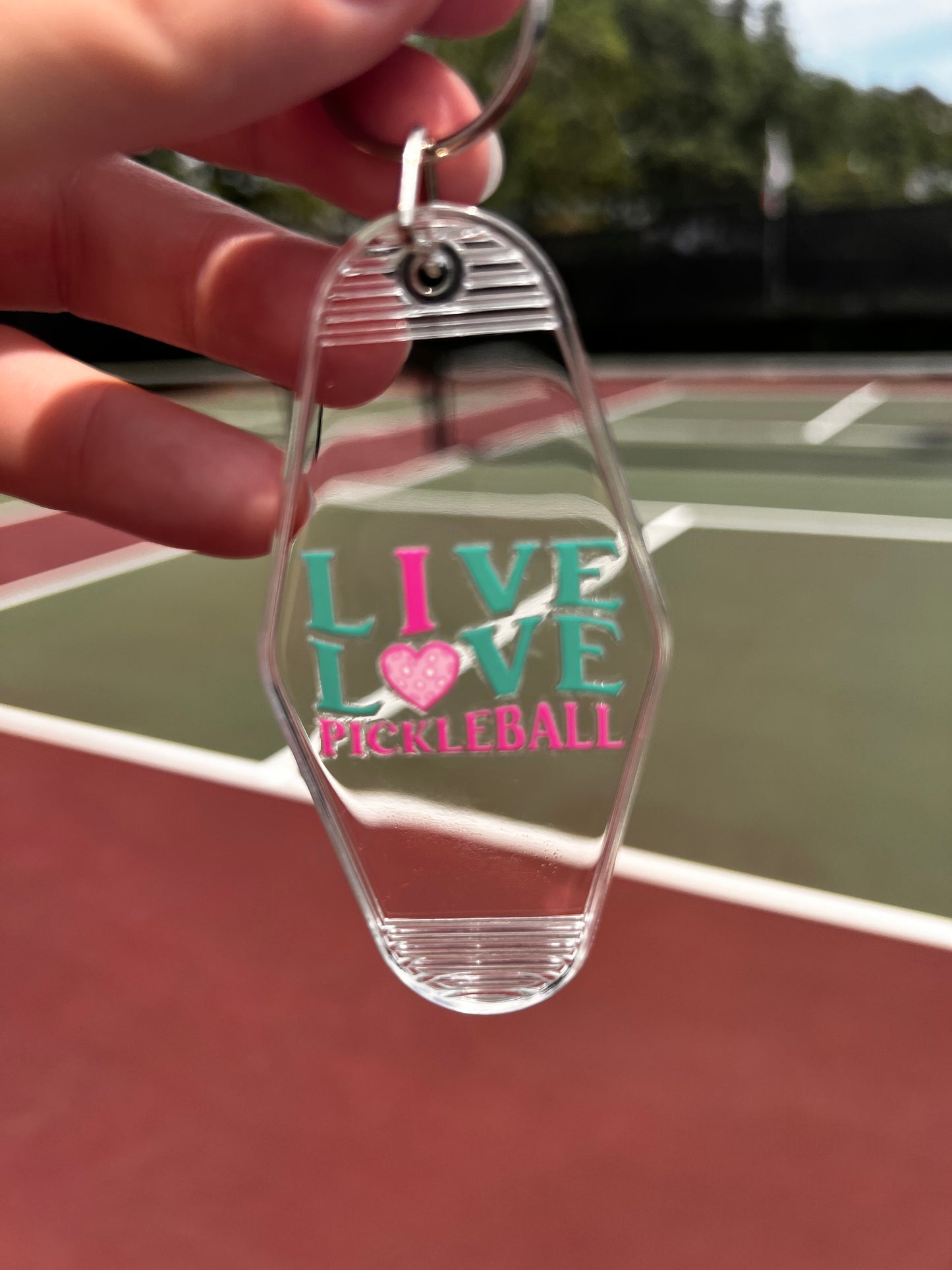Pink & Green Pickleball - Motel Keychains