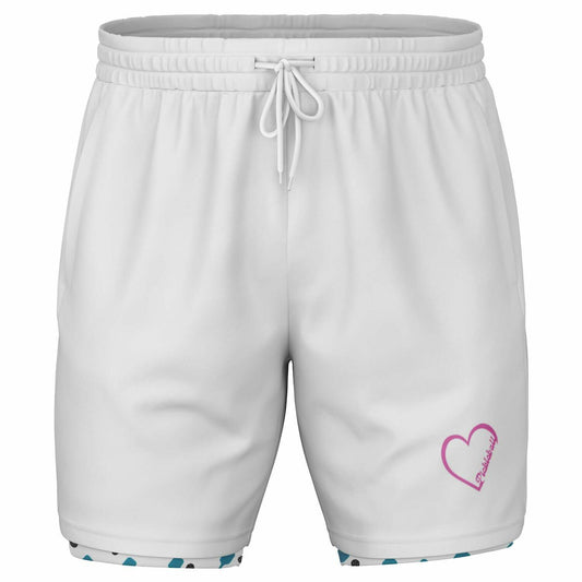 White 2-in-1 Athletic Shorts (Long)