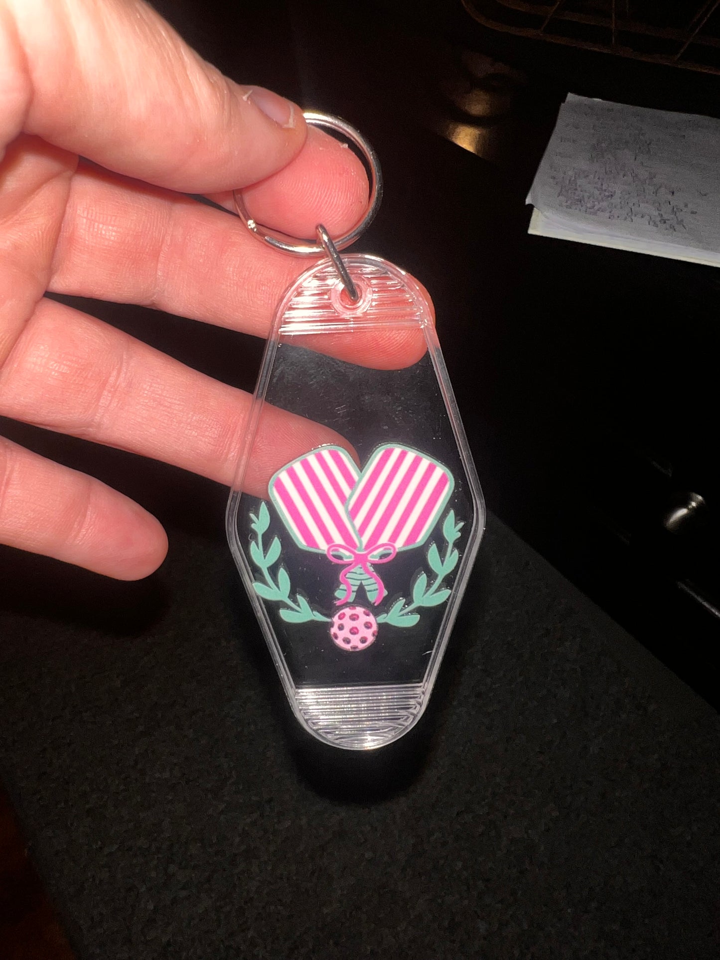 Pink & Green Pickleball - Motel Keychains