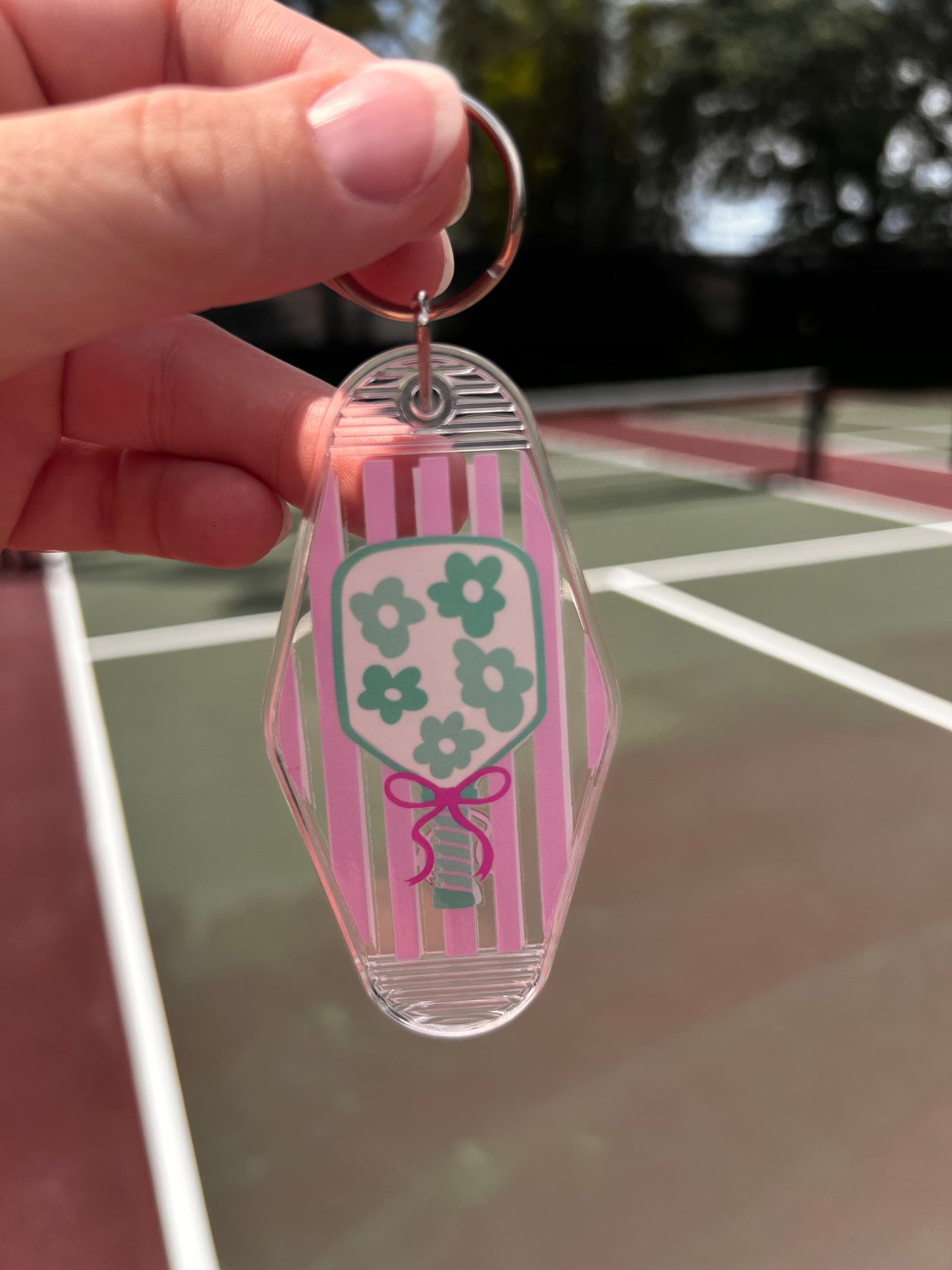 Pink & Green Pickleball - Motel Keychains