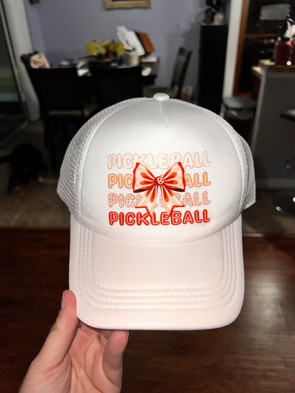 Pickleball Orange Bow Trucker Hat