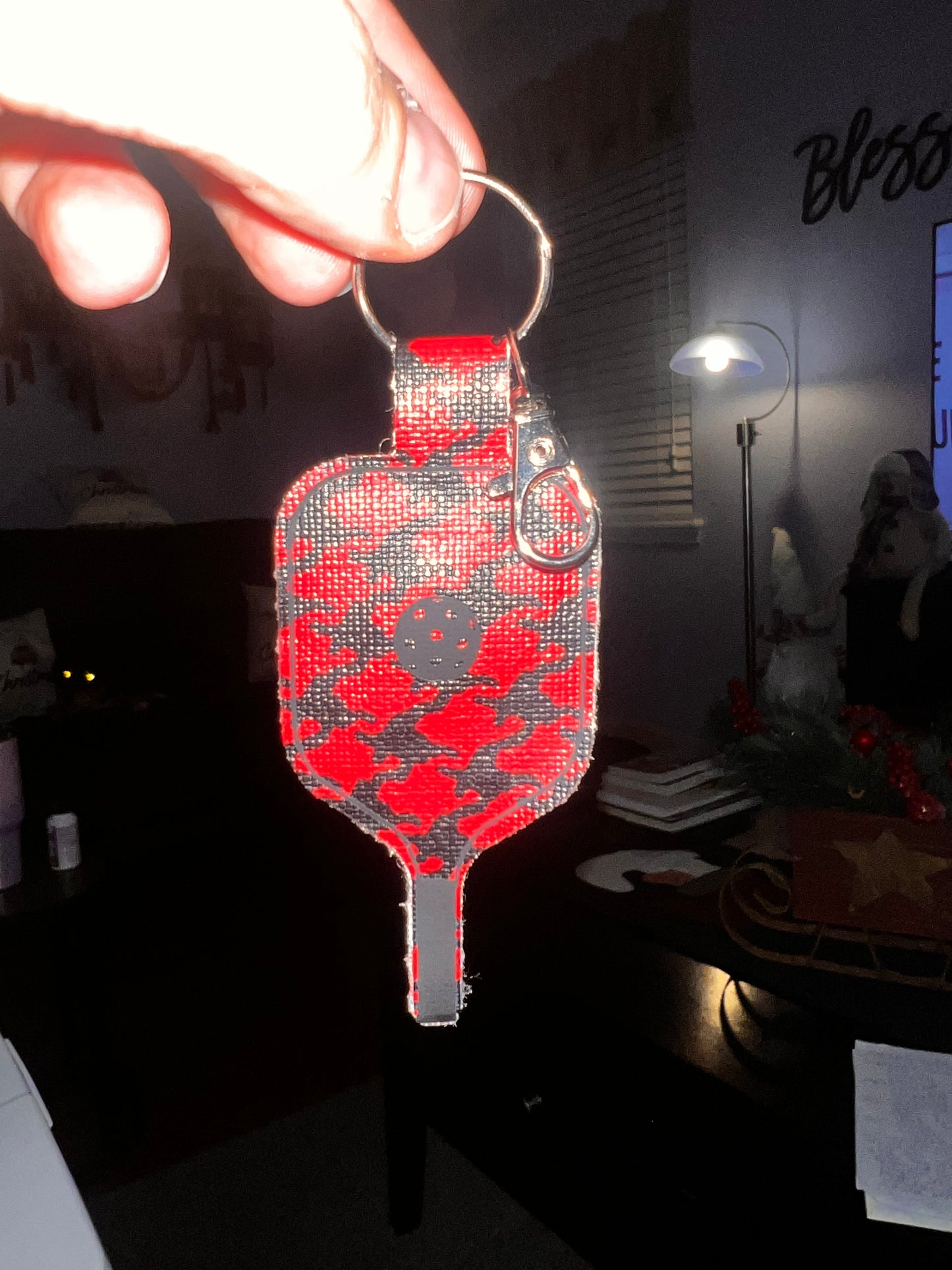 Faux Leather Pickleball Paddle Keychains