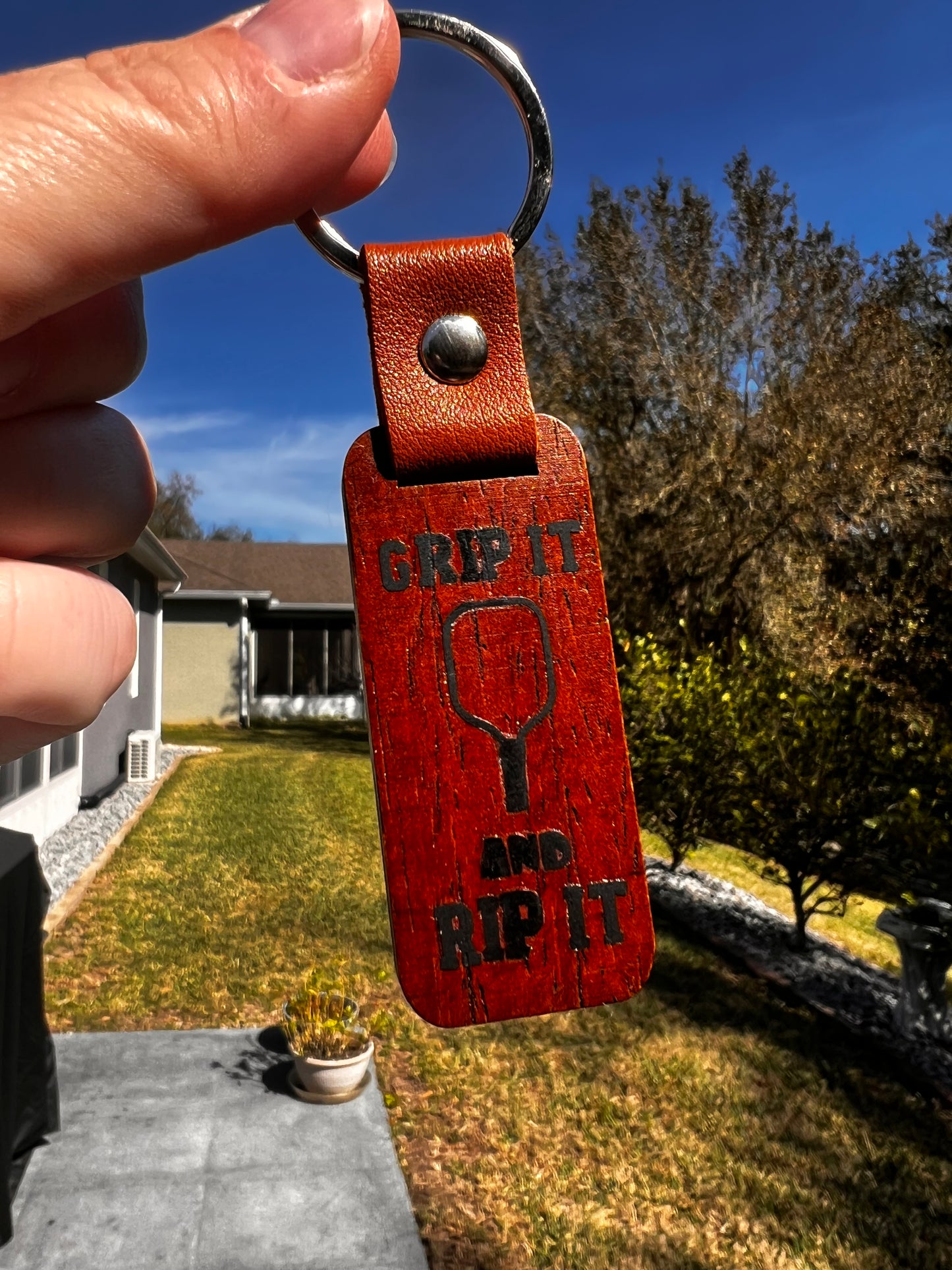 Grip It and Rip It Wood Pickleball Keychain – Wooden Pickleball Gift for Players, Pickleball Bag & Key Accessory