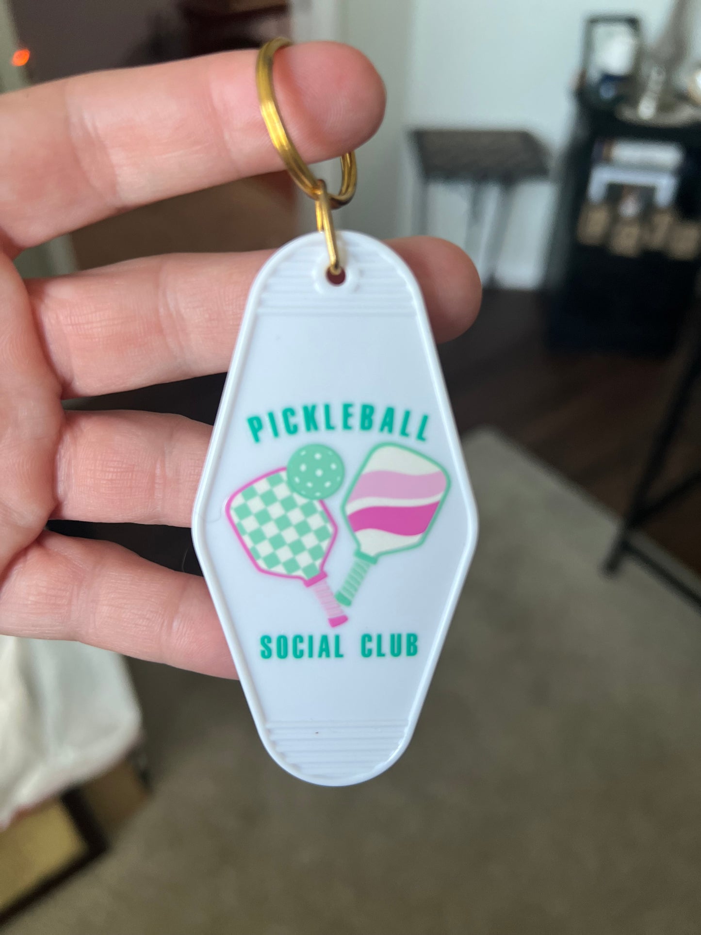 Pink & Green Pickleball - Motel Keychains