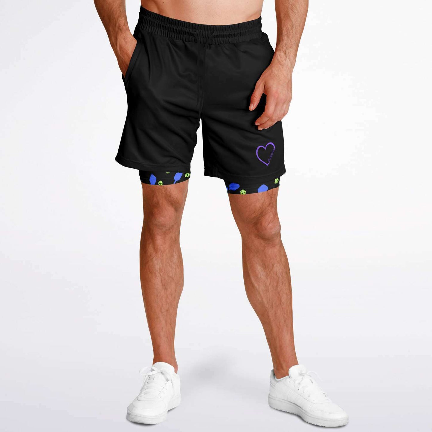 Black & Purple 2-in-1 Athletic Shorts (Long)