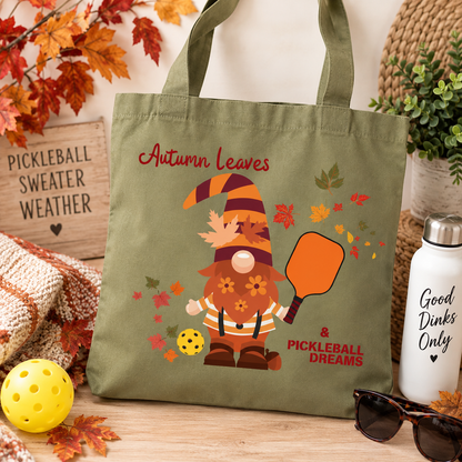 Fall Tote Bag - Autumn Leaves & Pickleball Dreams