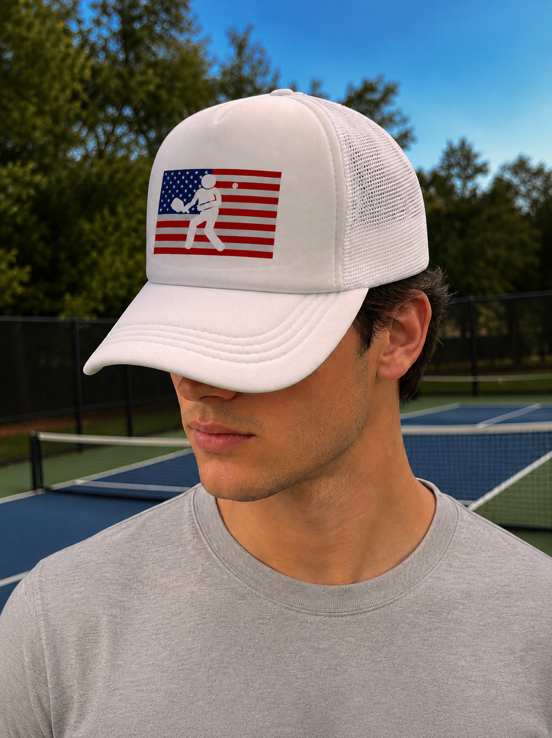 American Flag Pickleball Trucker Hat | Lightweight Mesh Snapback