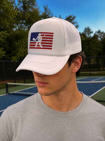 American Flag Pickleball Trucker Hat | Lightweight Mesh Snapback