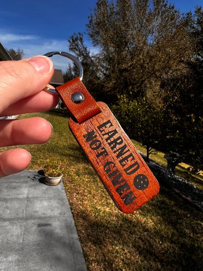Earned Not Given Wood Pickleball Keychain – Wooden Pickleball Gift for Players, Motivational Pickleball Keychain