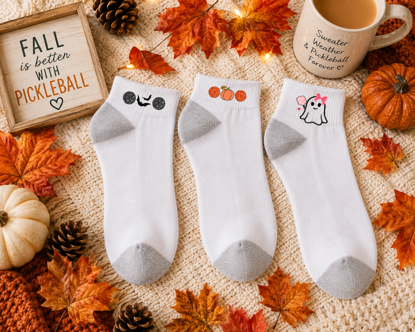 Fall Pickleball Sock Trio👻🦇🎃