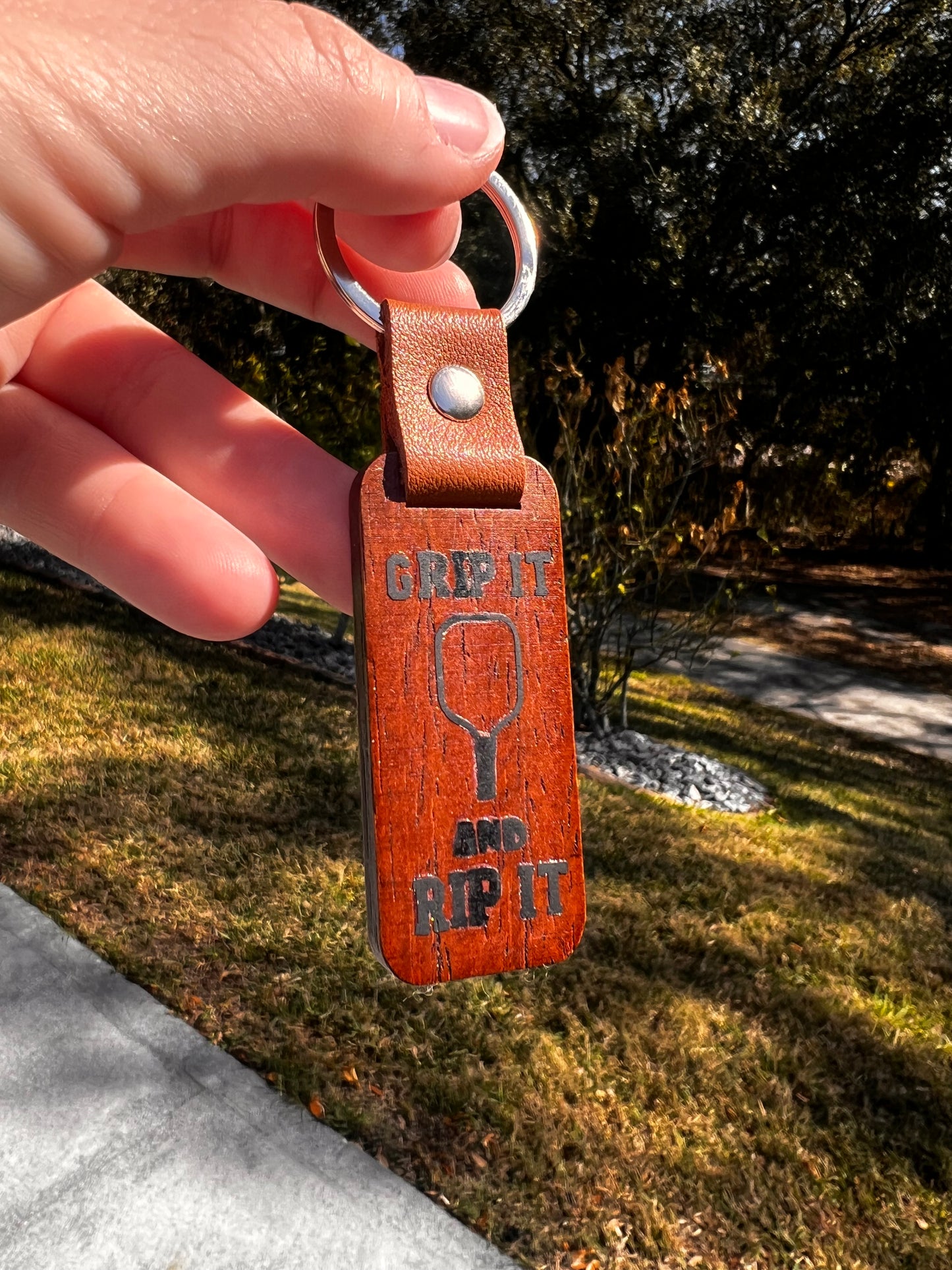 Grip It and Rip It Wood Pickleball Keychain – Wooden Pickleball Gift for Players, Pickleball Bag & Key Accessory