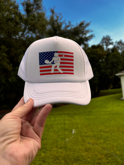 American Flag Pickleball Trucker Hat | Lightweight Mesh Snapback