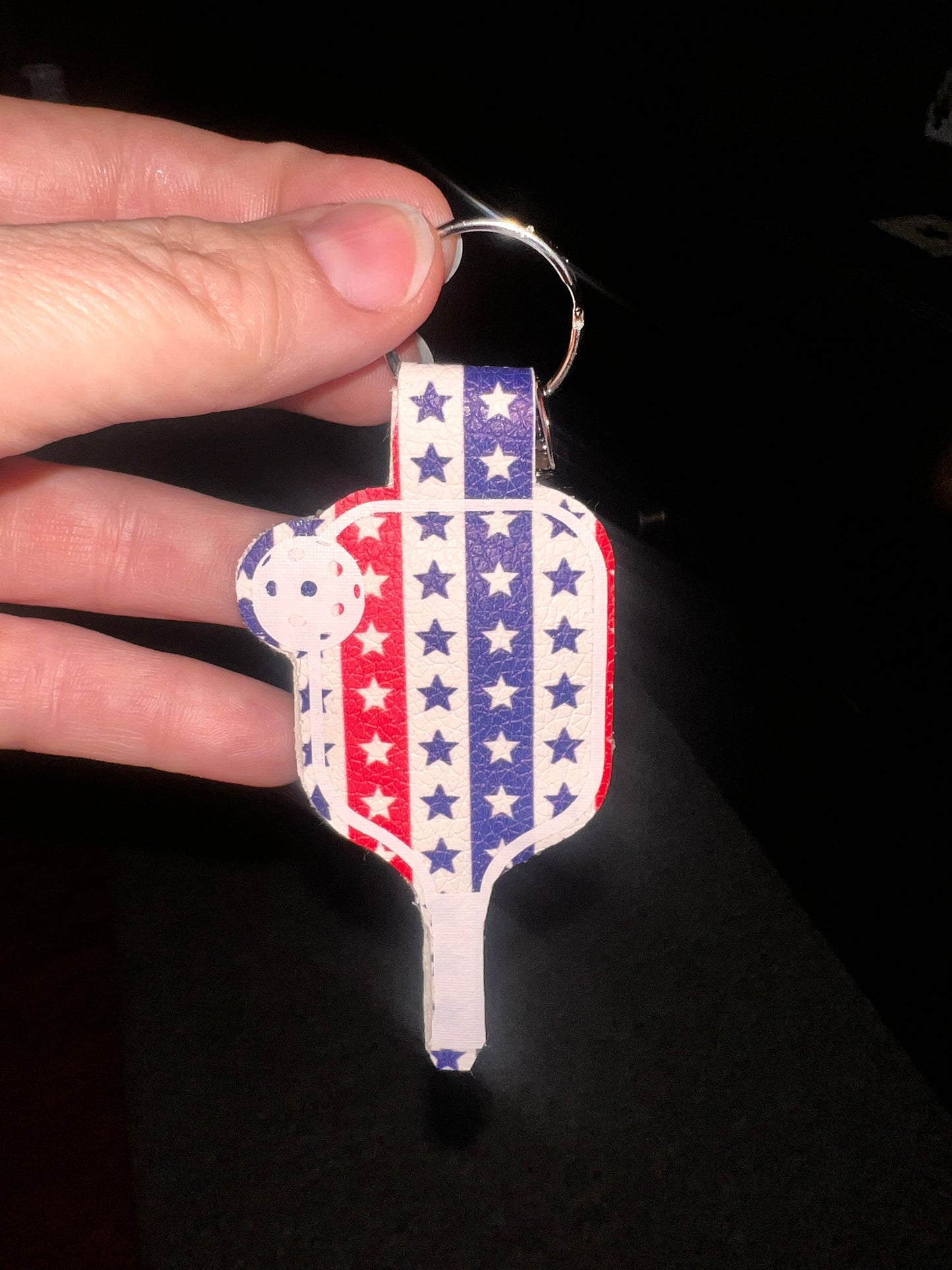 Patriotic Pickleball Paddle Keychain – Faux Leather Pickleball Bag Charm