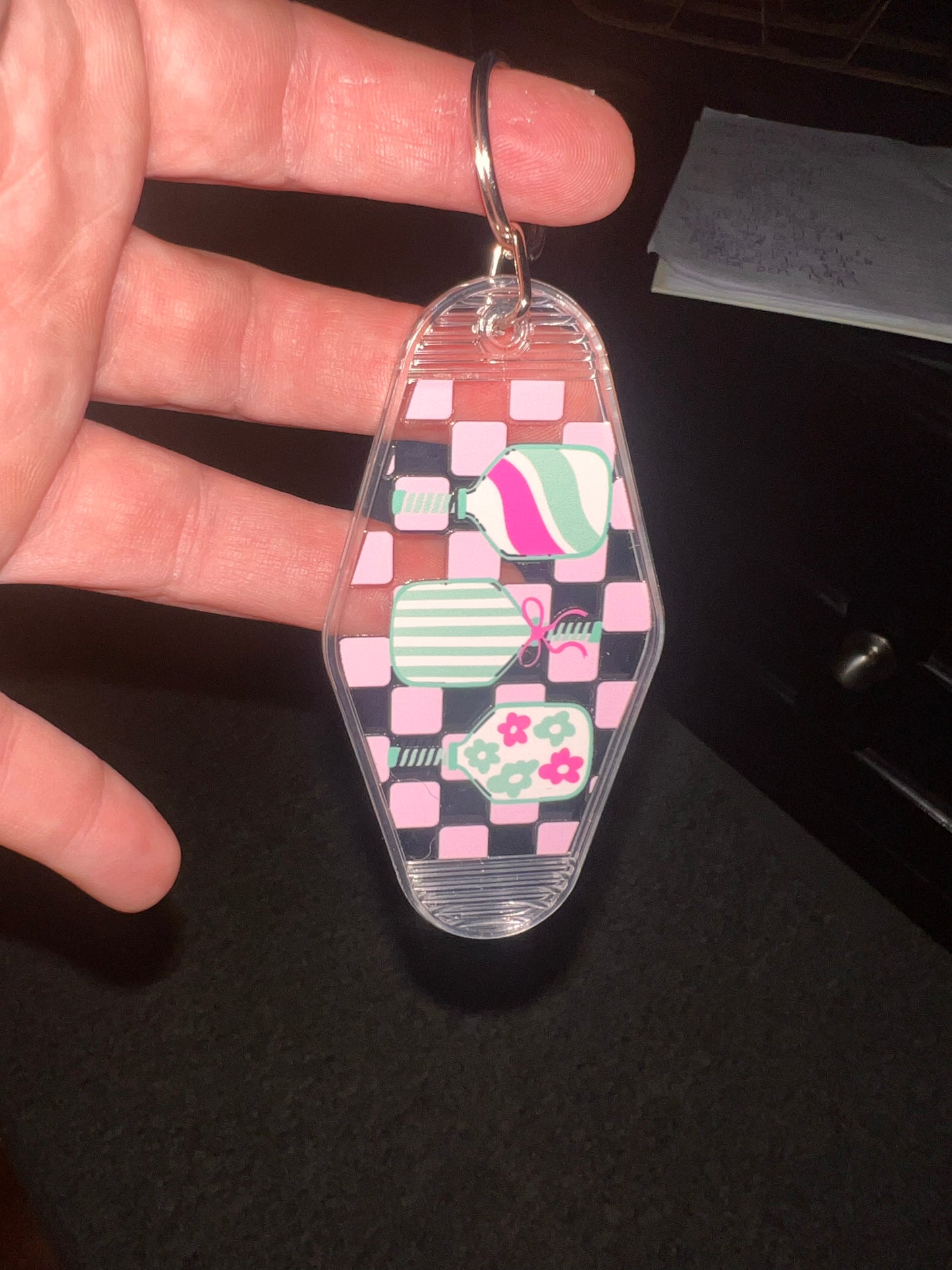 Pink & Green Pickleball - Motel Keychains