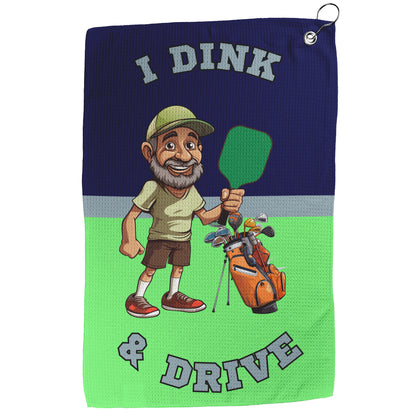I Dink & Drive - Men's Golf Towel (Navy & Lime)