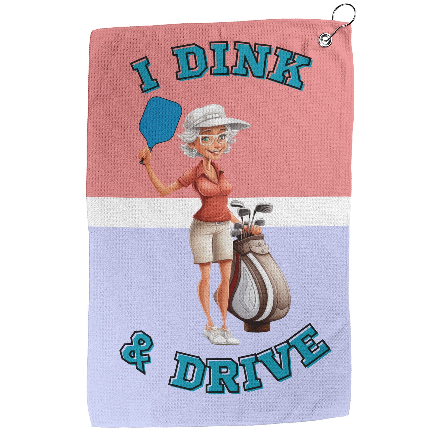 I Dink & Drive - Lady's Golf Towel (Short White Hair)