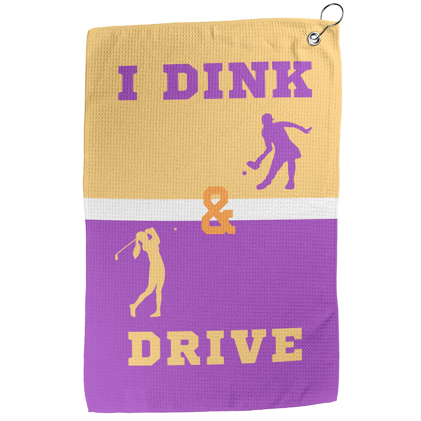 I Dink & Drive - Lady's Golf Towel (Peach & Magenta)