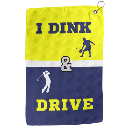 I Dink & Drive - Men's Golf Towel (Yellow & Navy)
