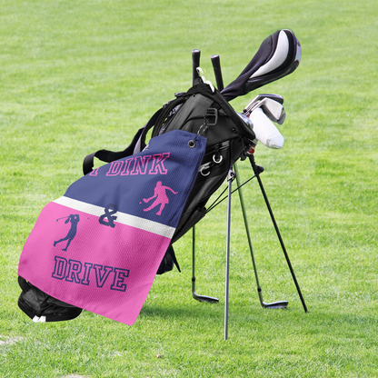 I Dink & Drive - Lady's Golf Towel (Pink & Navy)