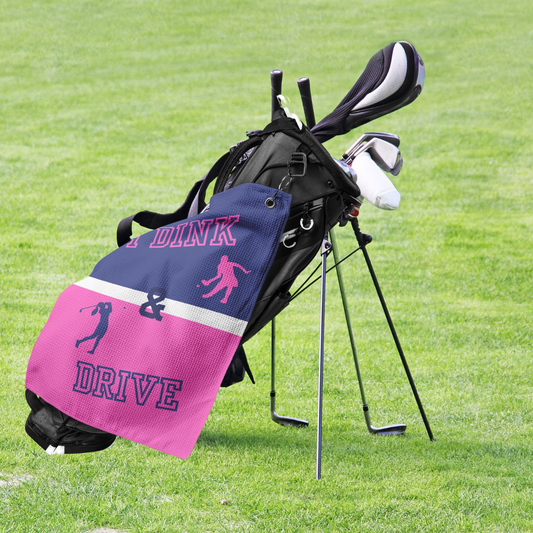 I Dink & Drive - Lady's Golf Towel (Pink & Navy)