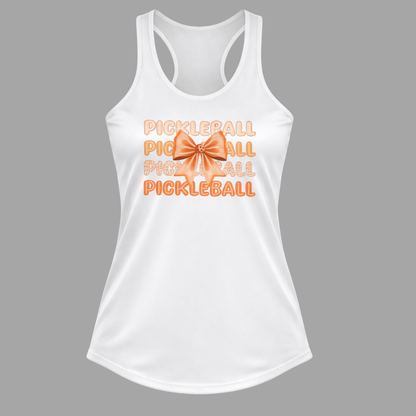 Women’s Pickleball Bow Racerback Tank Top – Moisture Wicking Performance Shirt