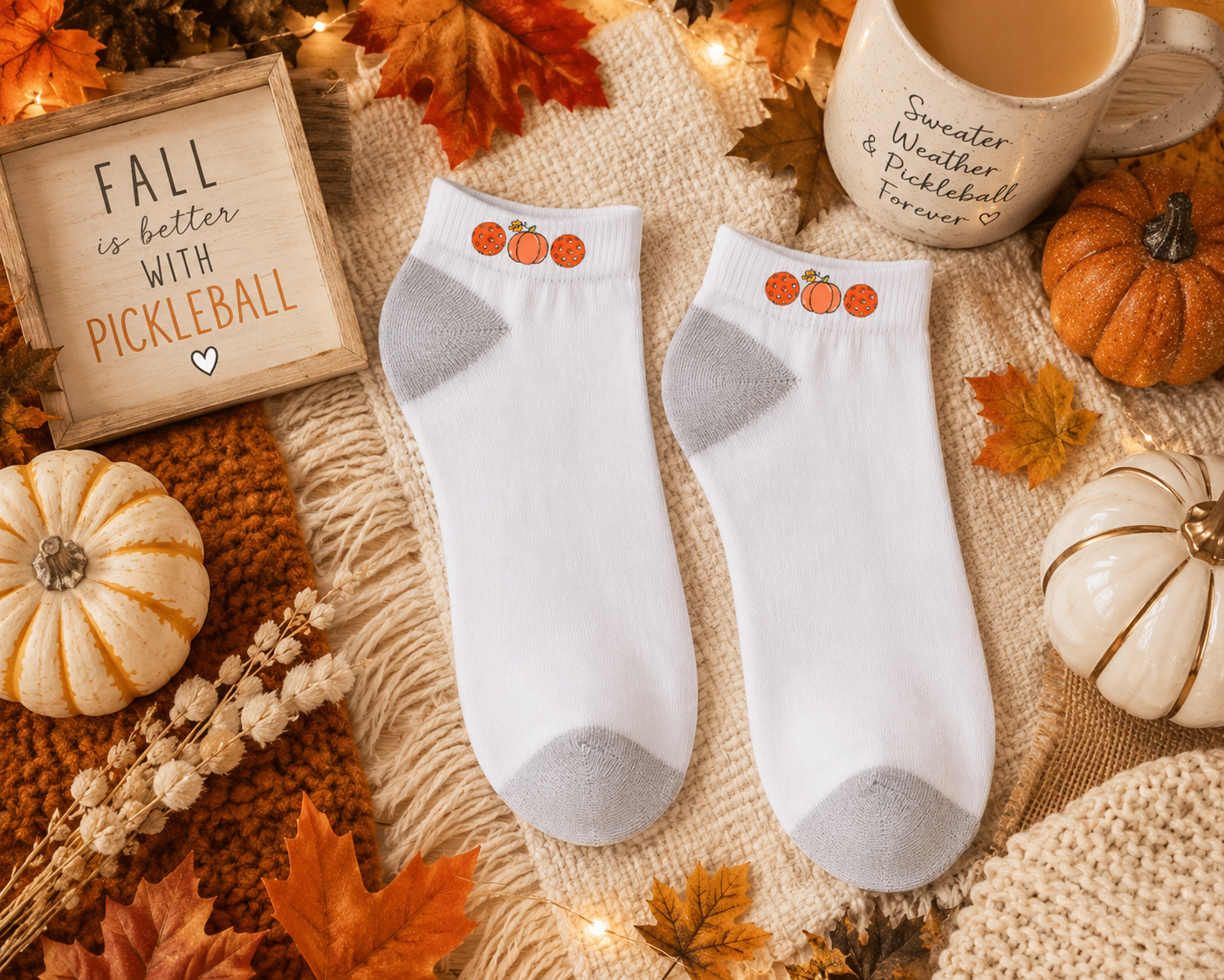 🎃 Pumpkins & Pickleballs Socks