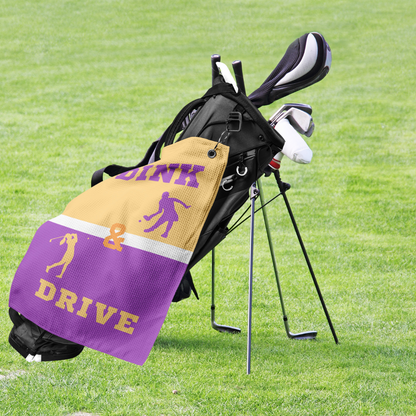 I Dink & Drive - Lady's Golf Towel (Peach & Magenta)