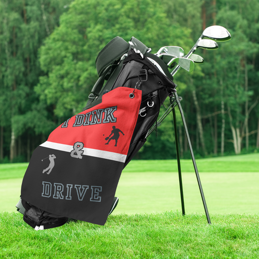 I Dink & Drive - Men's Golf Towel (Red & Black)