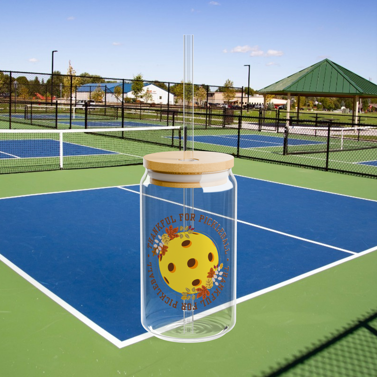 Glass Can Cup - THANKFUL for Pickleball