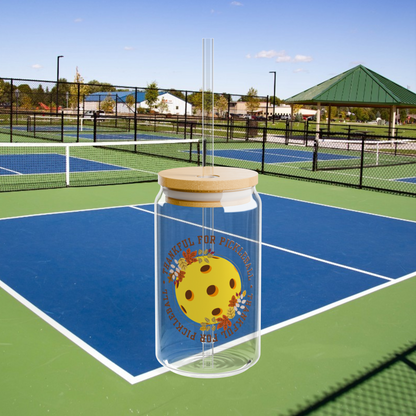 Glass Can Cup - THANKFUL for Pickleball
