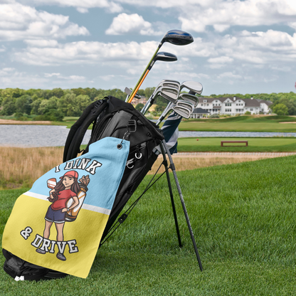 I Dink & Drive - Lady's Golf Towel (Brunette)